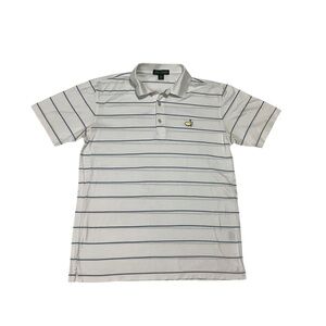 Masters Amen Corner Pima Cotton Striped Polo Sz Medium White Blue